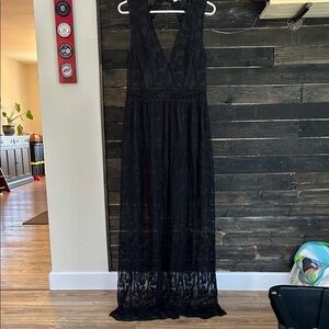 She + Sky Black Lace Maxi Dress